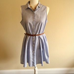 Blue Striped Summer Shirt Dress
